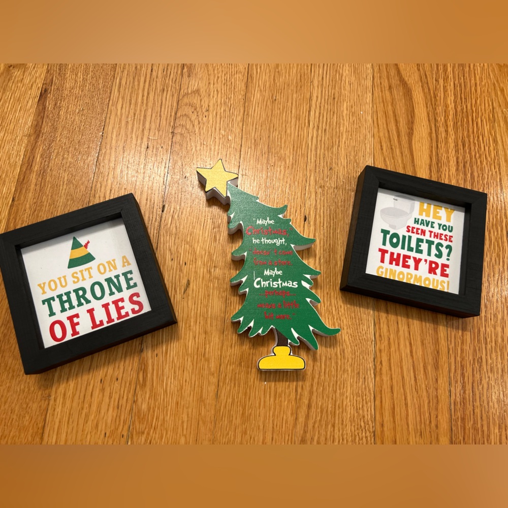 Festive Christmas Tree elf grinch Decor Set